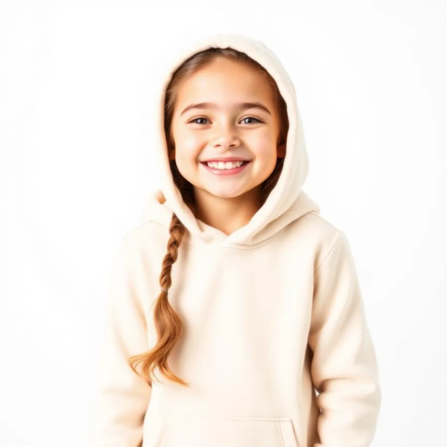 Warm hoodie for kids in all seasons, cream beige